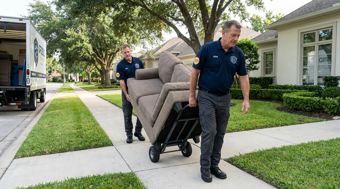 Local residential moving crew loading furniture in Port Sulphur, LA